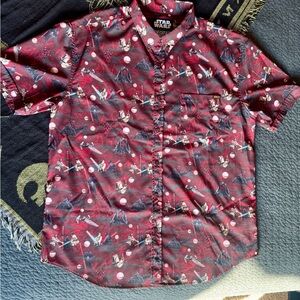RSVLTS Star Wars Themed Burgundy Button Down Shirt